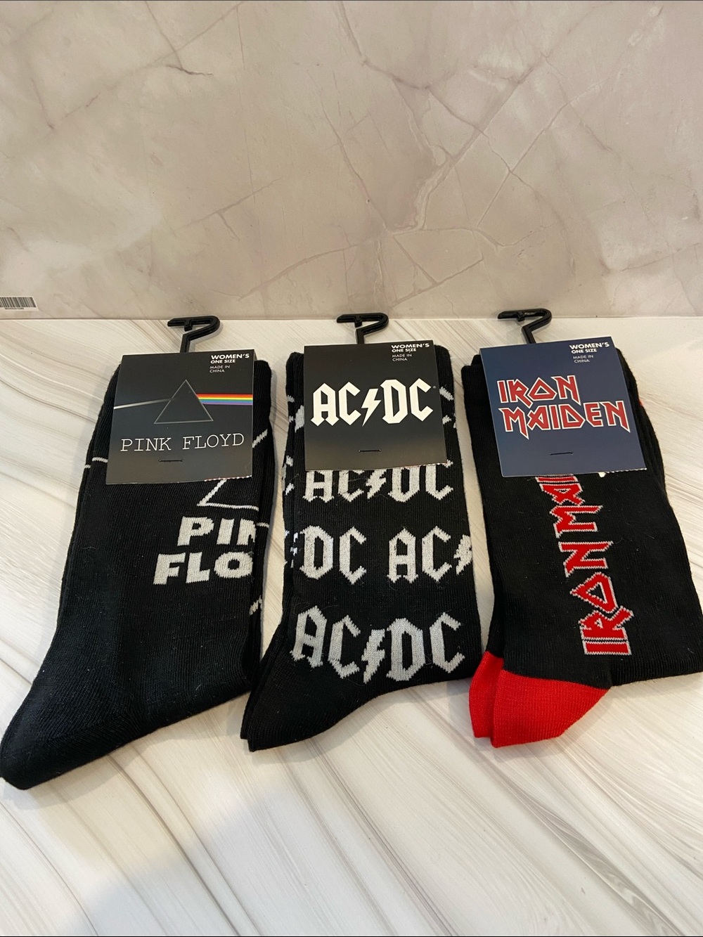 Rock Band Crew Socks — Black (Pink Floyd, AC/DC, Iron Maiden)